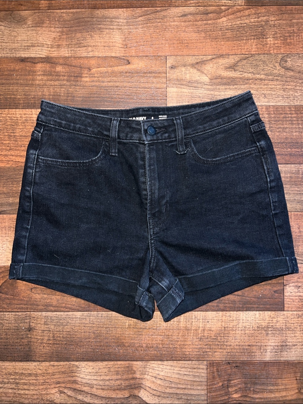 Old Navy Black Denim Roll-Cuff Jean Shorts